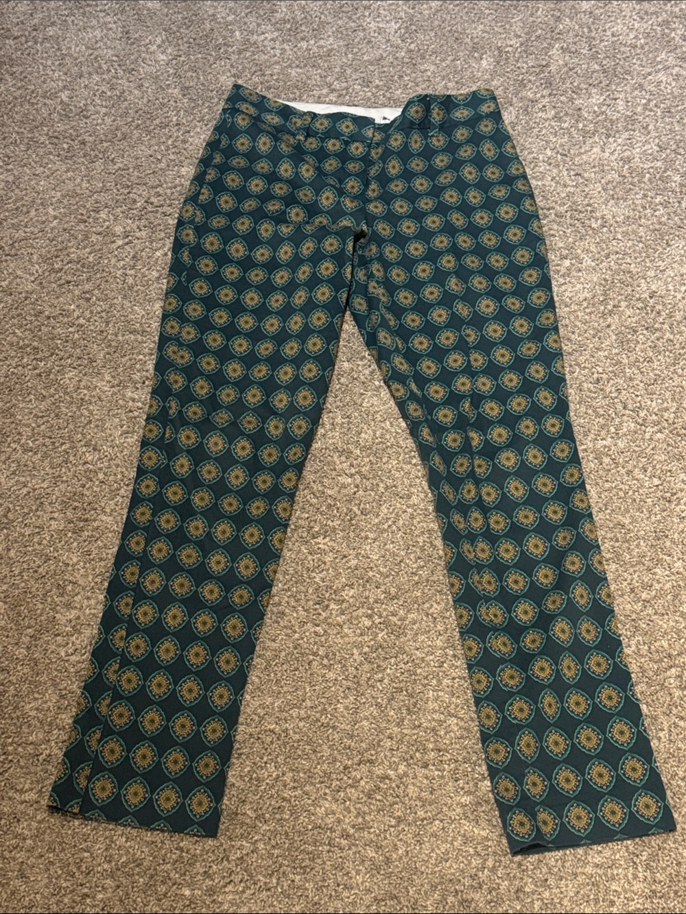 Lands' End Teal Patterned Wide Leg Pants